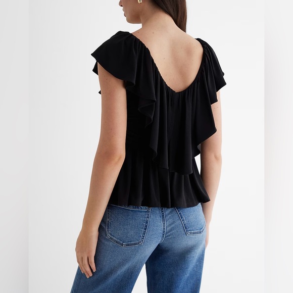 Express V-neck Ruffle Peplum top, Sz XL - Picture 3 of 7